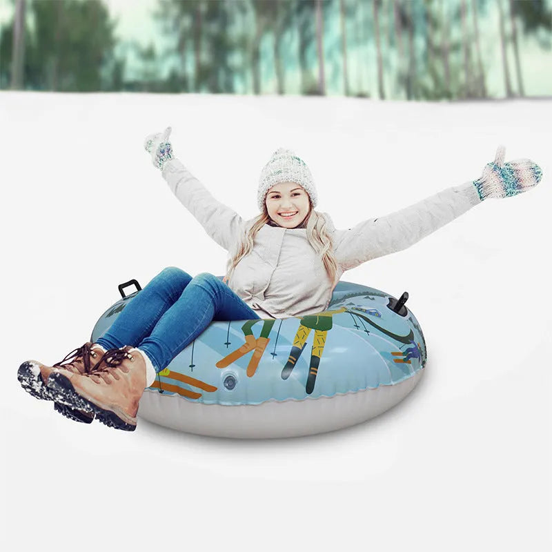 Colourful PVC winter ski ring toy for outdoor snow play with printed mountain designs