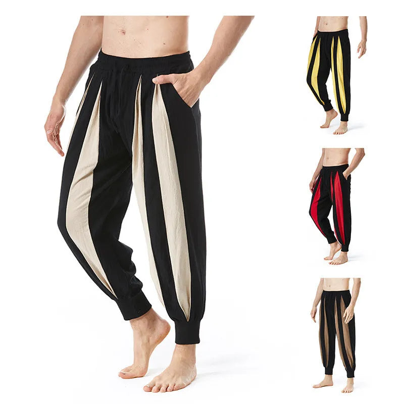 Men's straight-cut casual trousers in polyester available in four colours with Asian sizing standards
