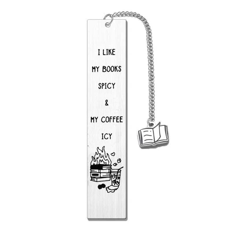 Stainless steel metal bookmark with tassel in one of five ML152 series colours, shown with gift box.