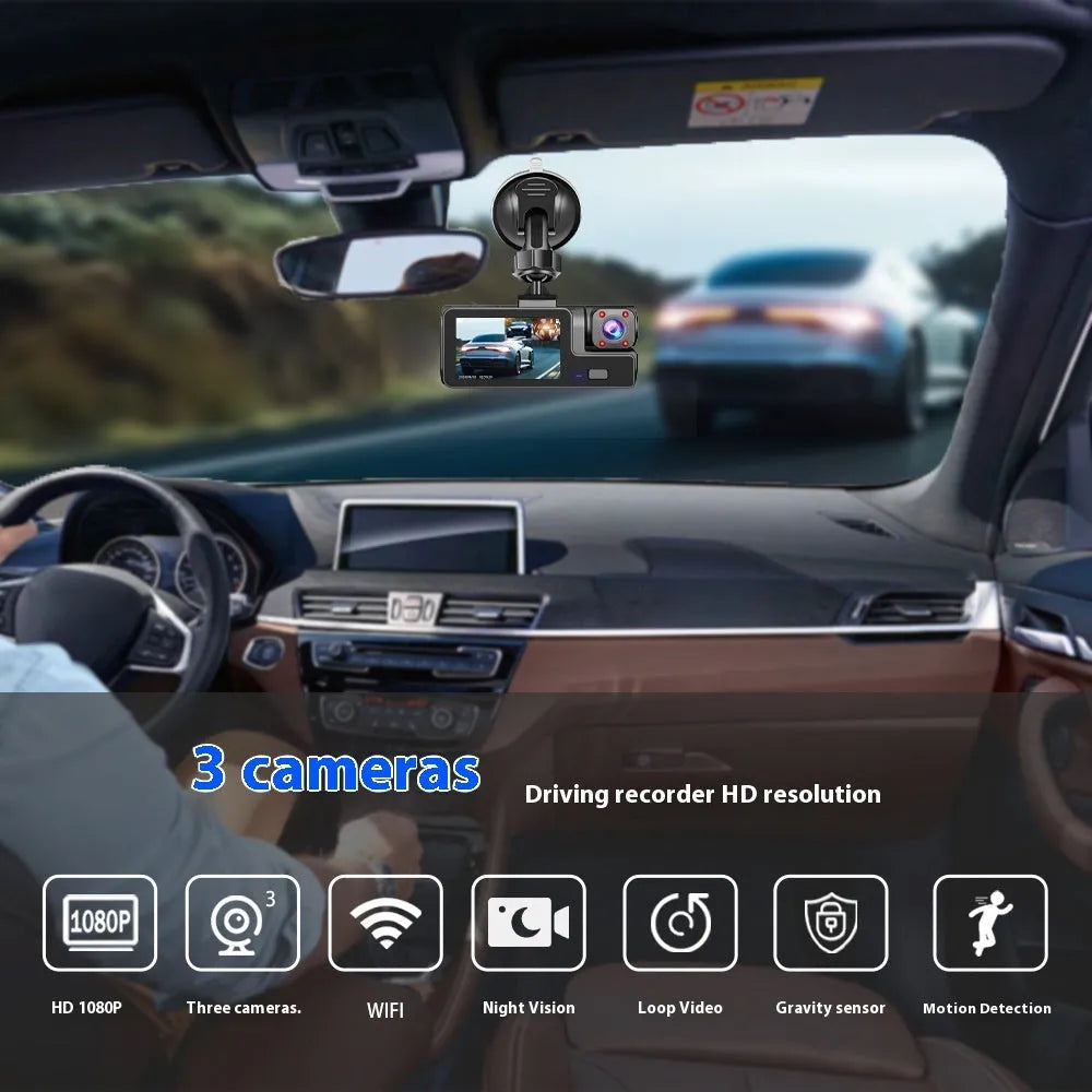 WiFi-enabled driving recorder with 2.0 inch screen showing reversing image display