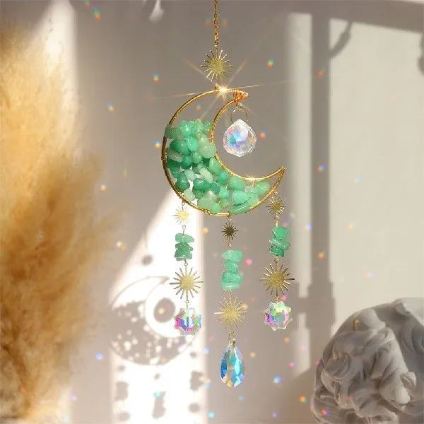 K9 crystal car hanging pendant with moon design in blue, green, pink, purple and white colour options
