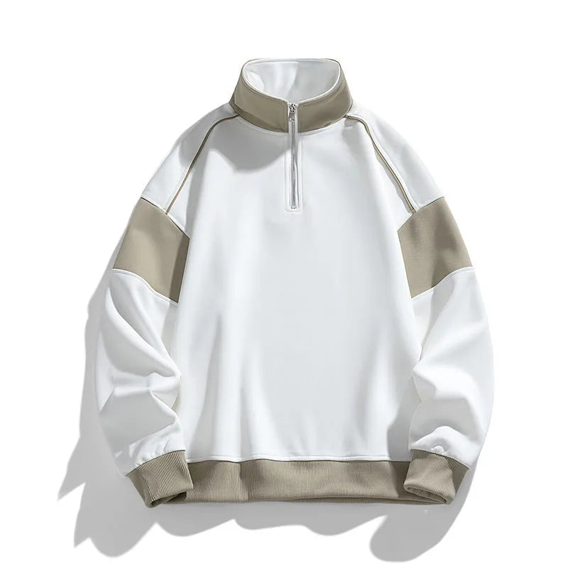 Men's hooded corduroy sweater with drop shoulders and loose lapels in rabbit fur fabric