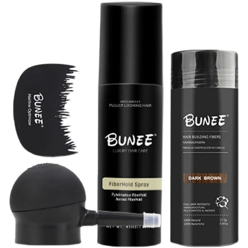 275g dense hair fibre powder can with special applicator nozzle and shaping spray bottle for hair replacement.