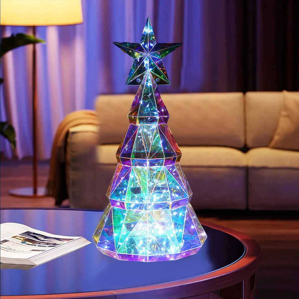 Colourful cartoon Christmas tree luminous decoration with PET material measuring 14.5cm by 4.8cm by 20cm