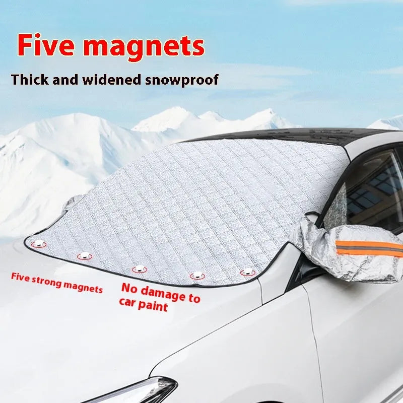 SUV winter car cover with aluminium foil material and five magnet fasteners for front windshield frost protection