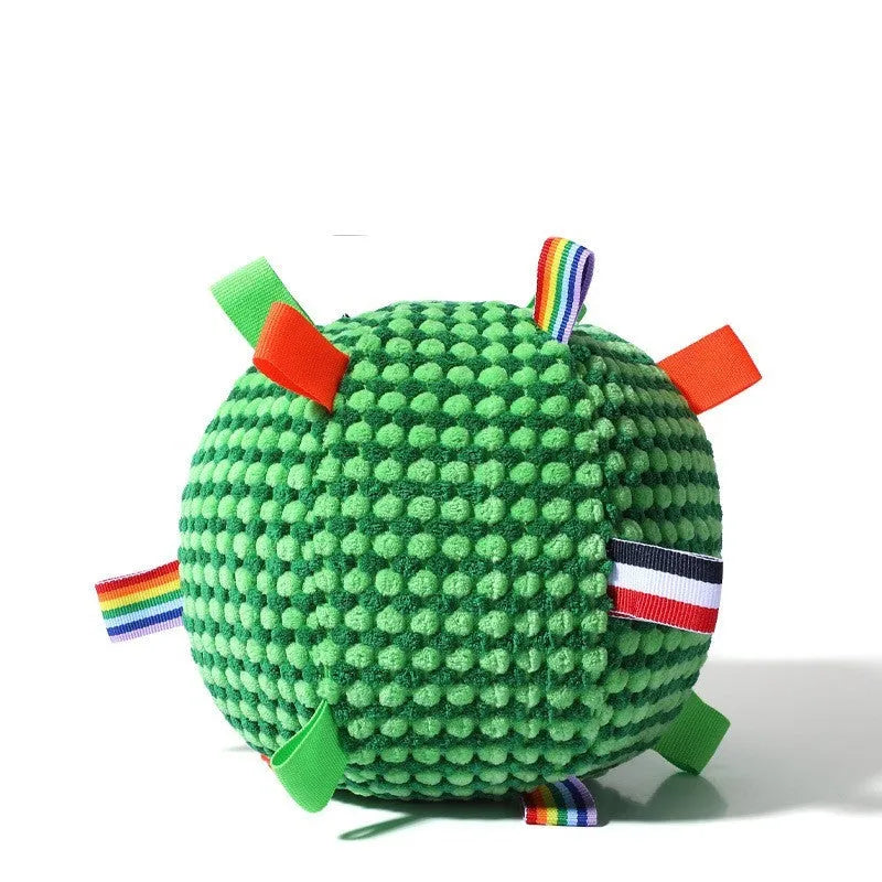 Blue pineapple lattice dog ball with rolling ring design, approximately 17cm diameter