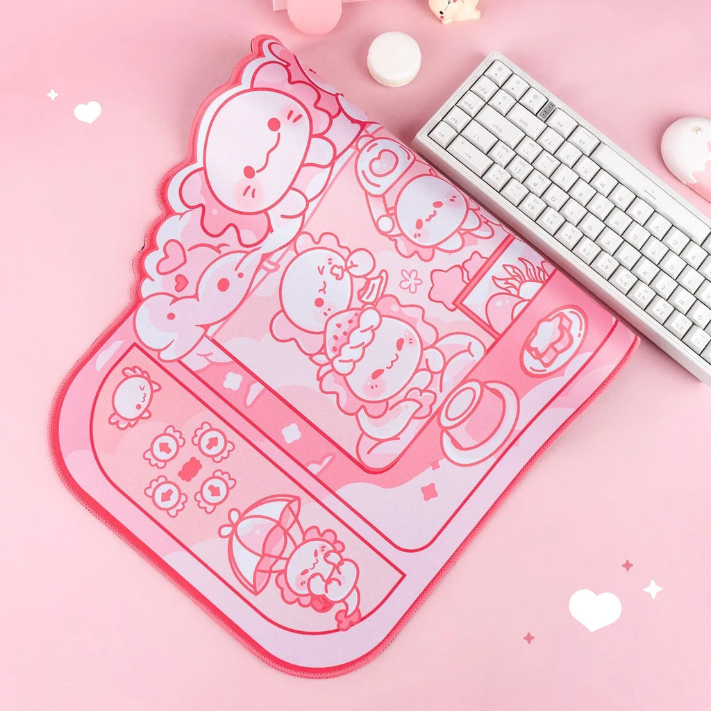 Hexagonal dragon crane machine large mouse pad with cartoon anime design measuring 75 by 40cm