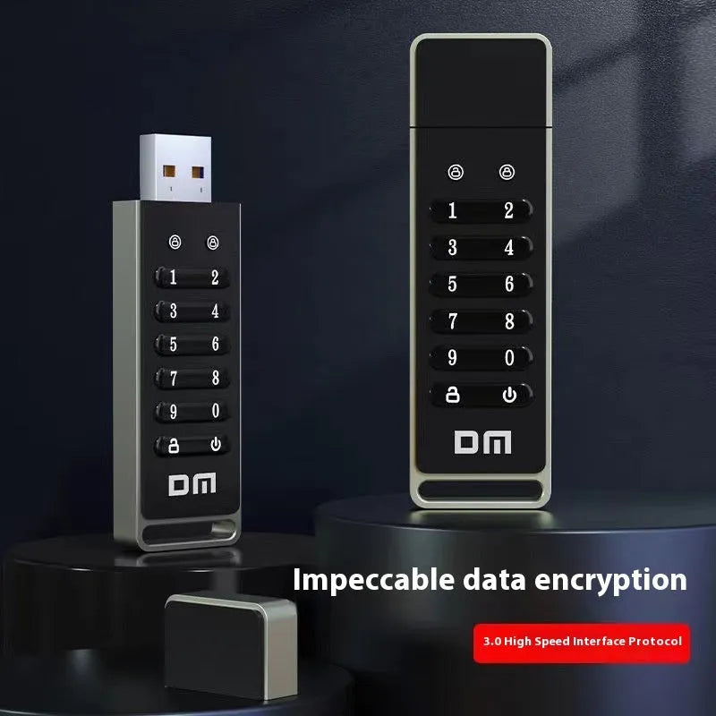 Metal fingerprint encrypted USB flash drive with digital button security and USB 3.0 connector