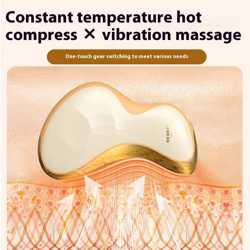 Electric scrapping plate massage tool with golden yellow brass and stone scraping heads