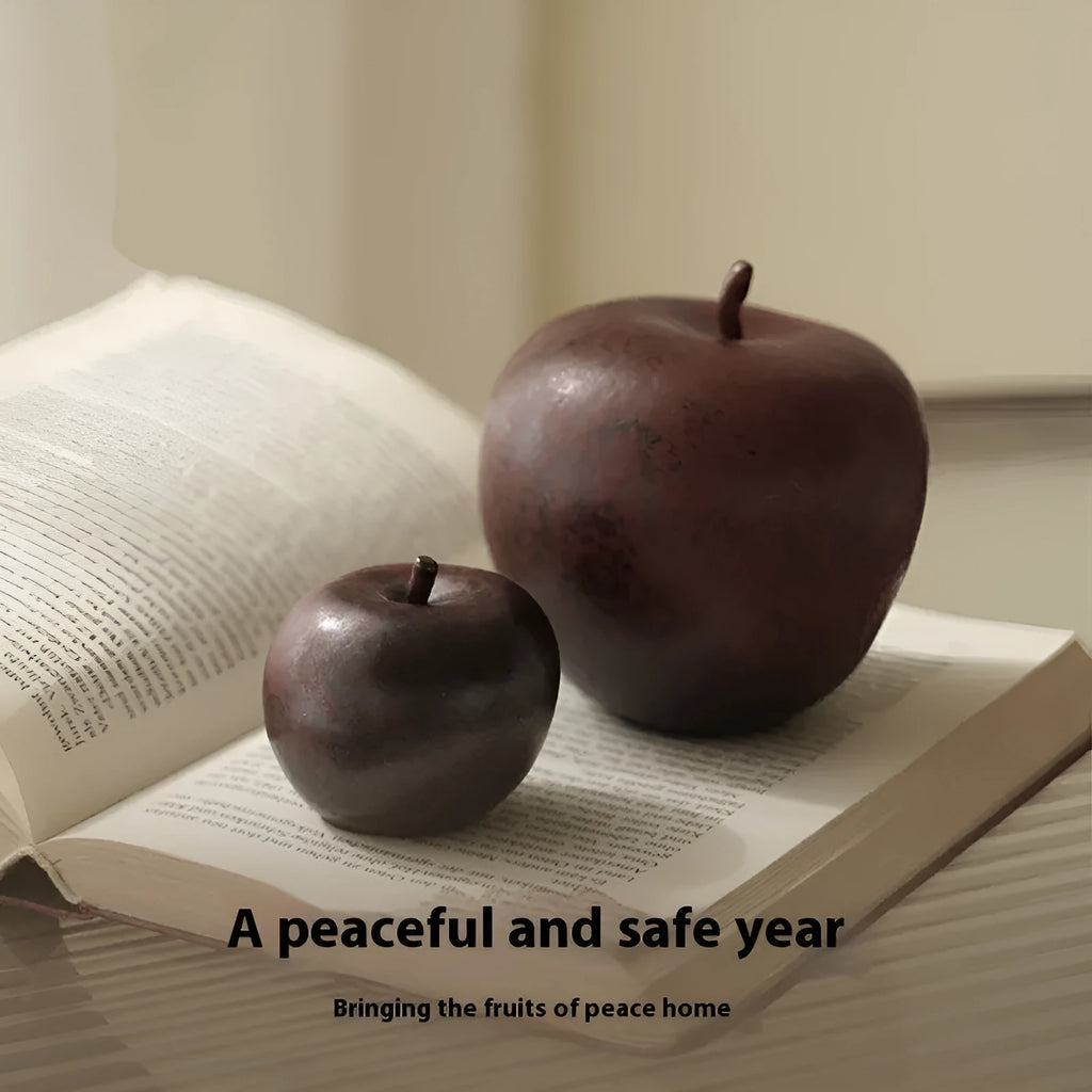 Retro Chinese ceramic simulation apple ornament for desktop decoration