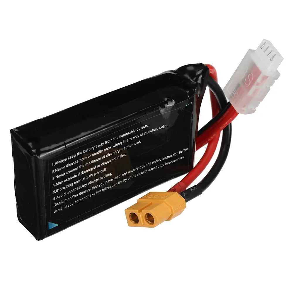 Black rectangular 7.4V 1200mAh lithium battery for remote control cars and model boats