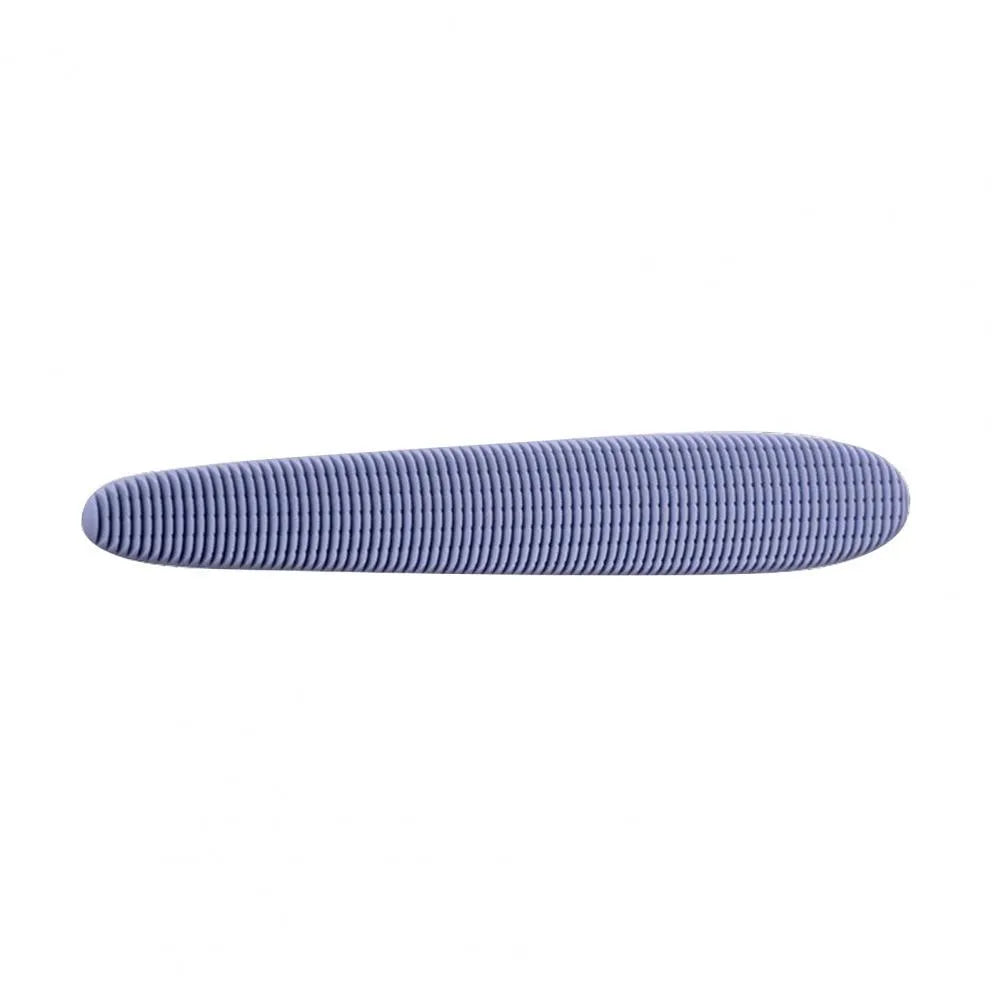 Grey and pink ABS cat grooming comb with tongue massage design and dual-ended grooming surfaces