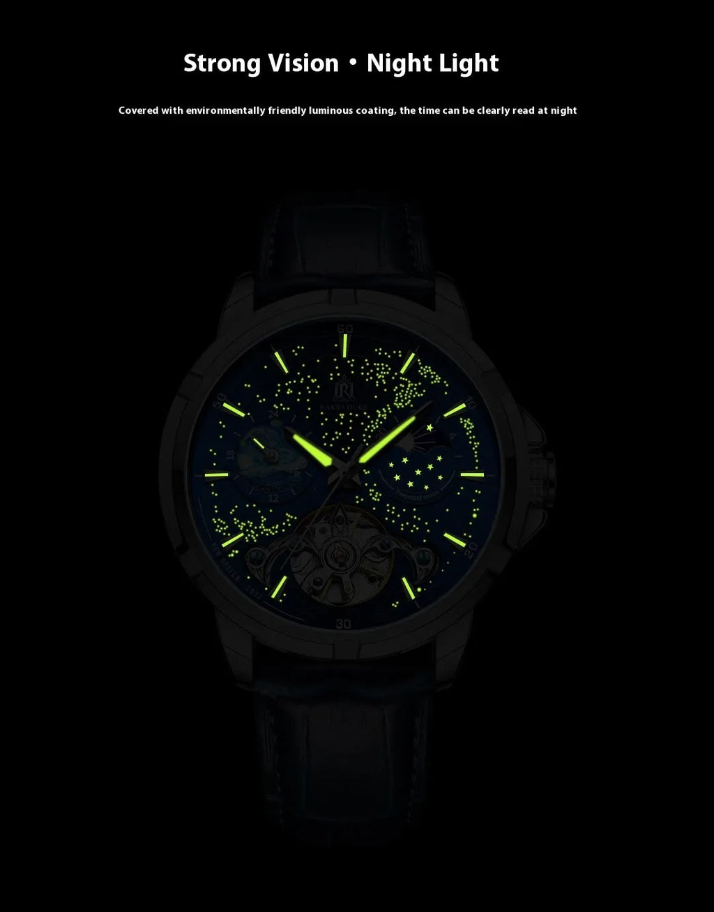 Men's blue automatic mechanical watch with stainless steel case