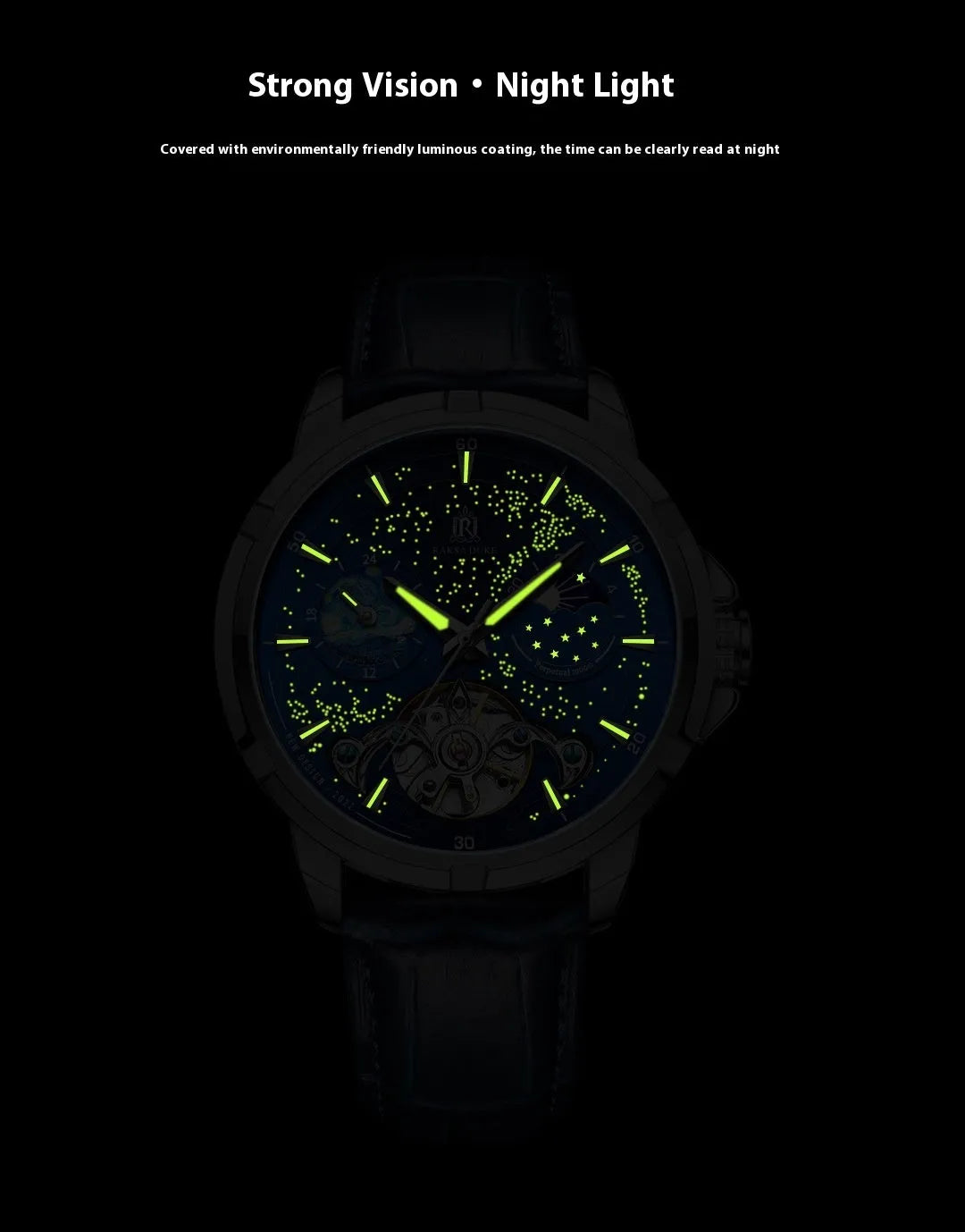 Men's blue automatic mechanical watch with stainless steel case