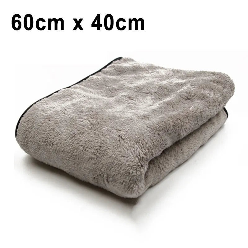 Microfiber car wash towel in 75x35cm size with 60x40cm and 100x40cm upgrade options
