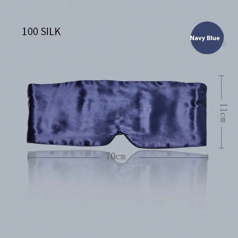 Mulberry silk sleep eye mask shown in champagne gold colour with adjustable elastic strap