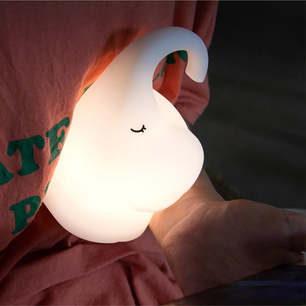 Elephant silicone night light with warm white glow for bedroom bedside use