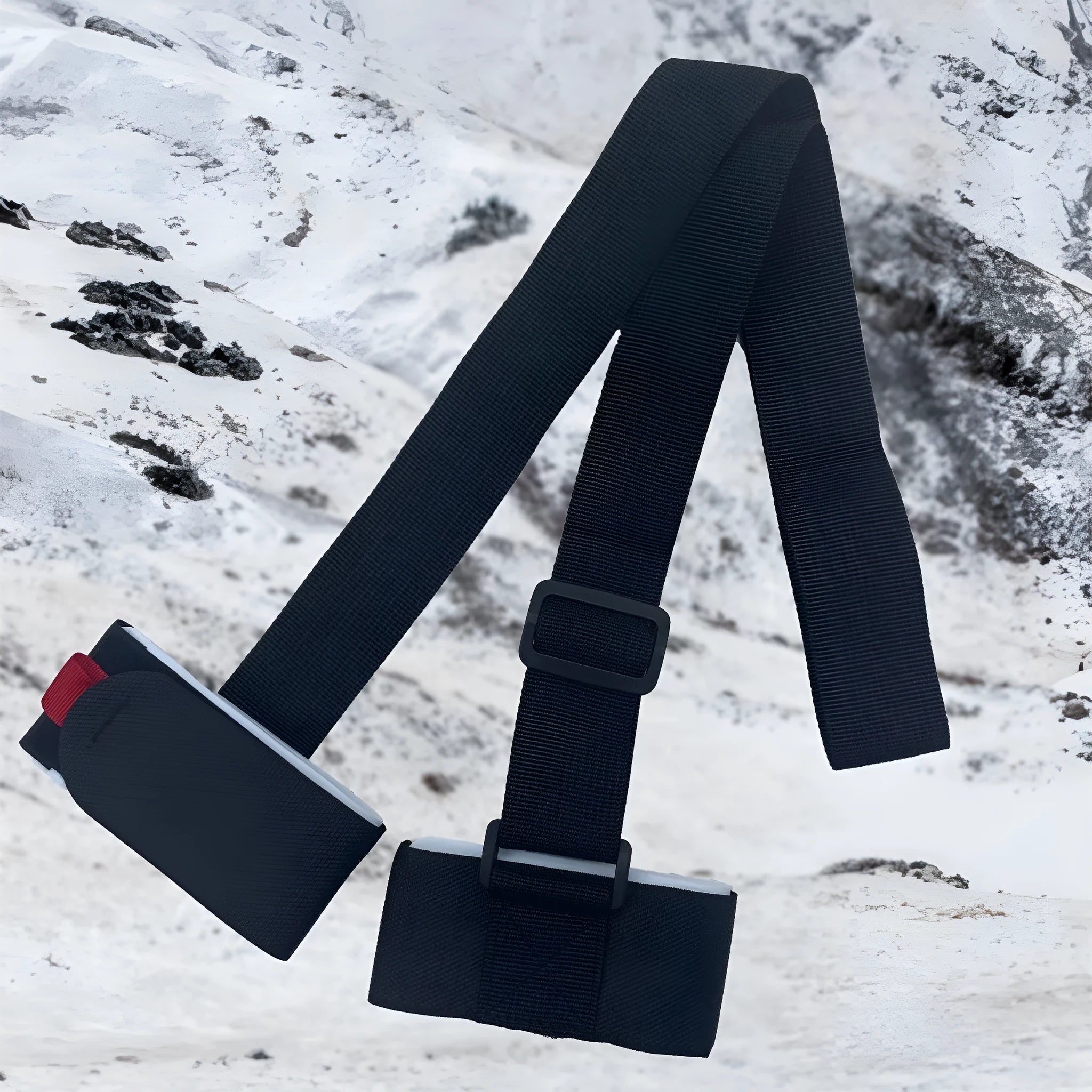 Adjustable skiing bandage shoulder strap in nylon polyester blend with double-board design