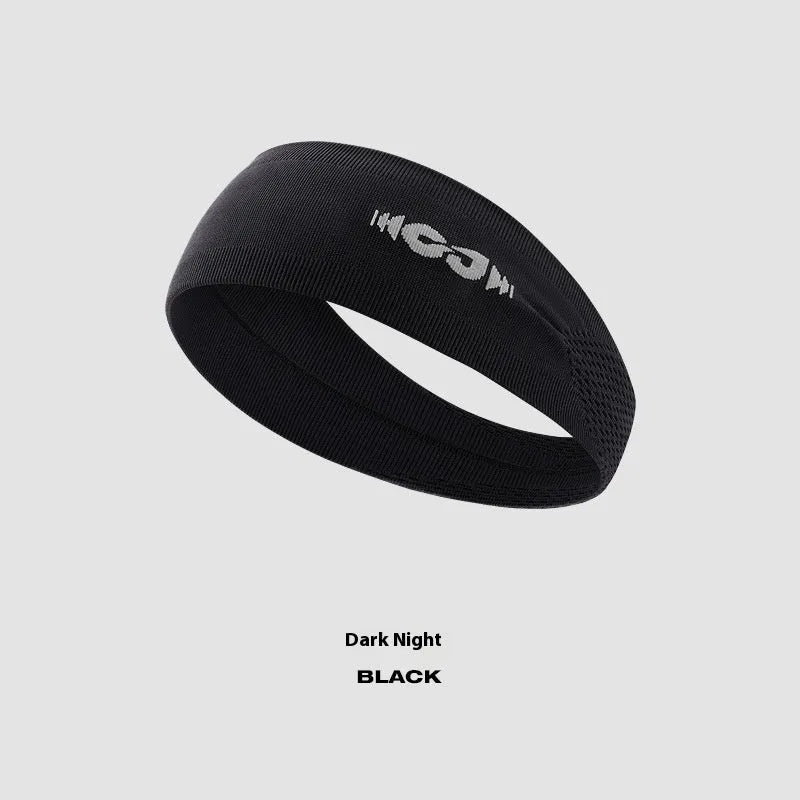 Seamless knitted exercise hair band in black, grey and blue for sports