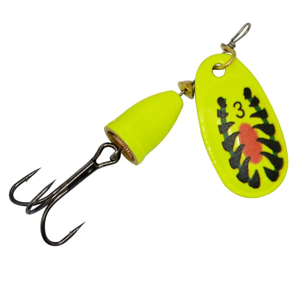 3# size metal fishing lure with rotating sequins and a copper bell in multiple colour options.