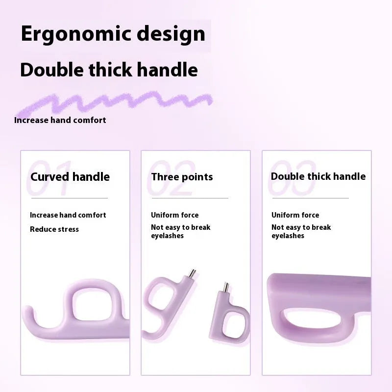 A4 chrome scissor handle eyelash curler with curved tail in assorted colour options.