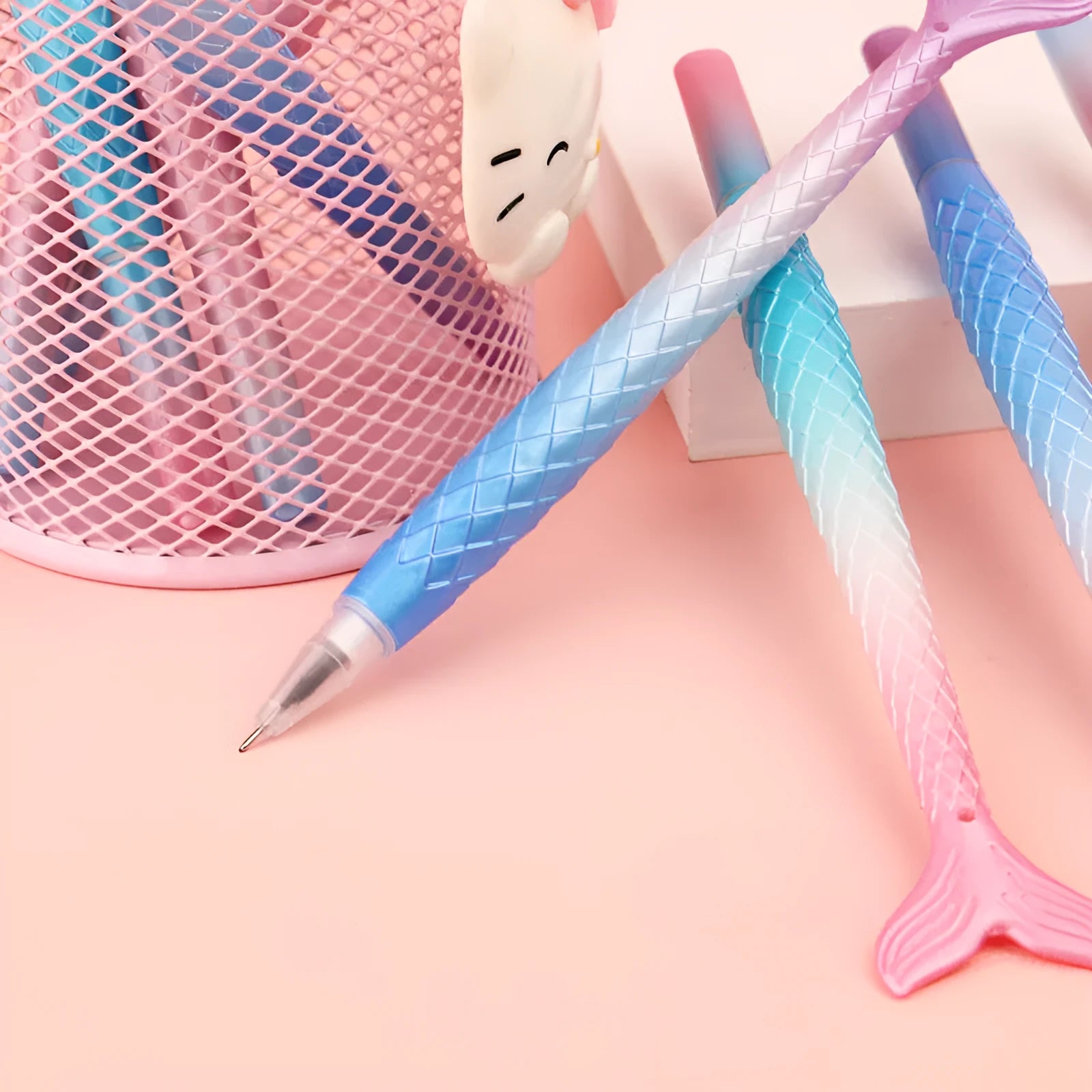 Cartoon mermaid pen with 0.38mm fine tip and plastic shell in random ink colour