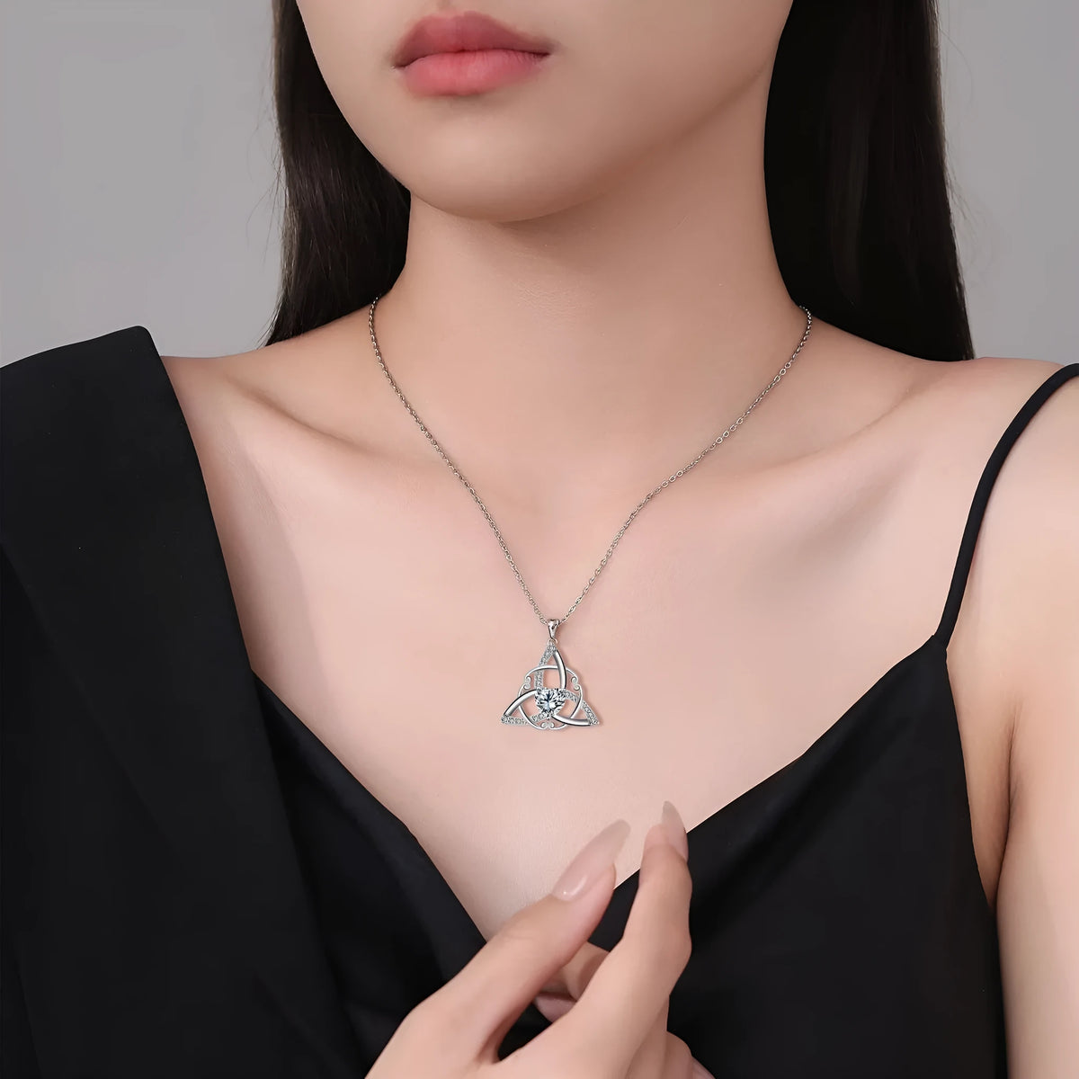 Geometric Celtic knot copper necklace for women with electroplated colour finish options