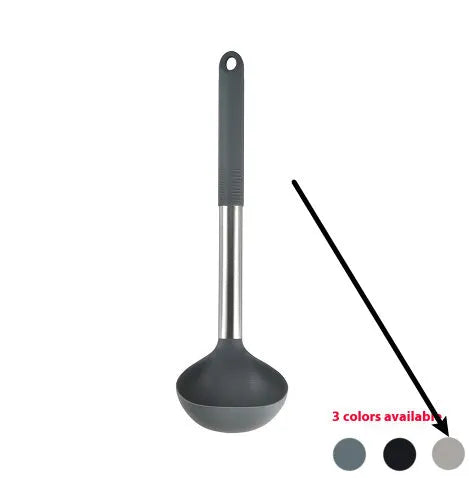 12-piece silicone kitchenware set with rotating storage bucket in black, including spatula, spoons and cooking utensils