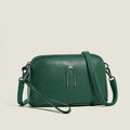 Black genuine leather women's square shoulder bag with a structured horizontal shape
