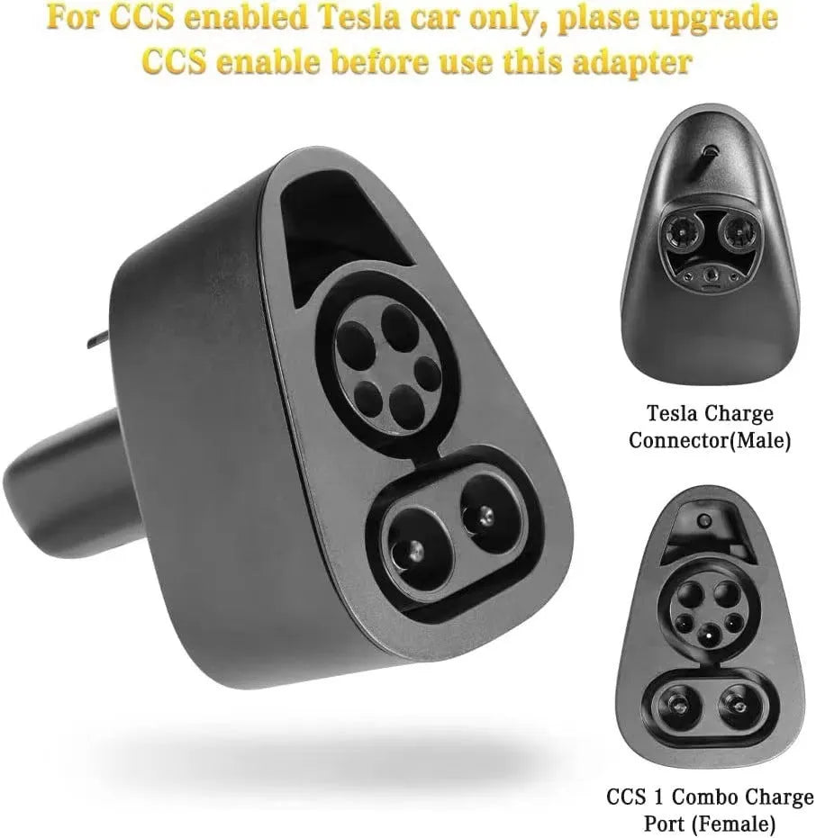 Black Tesla charging plug conversion adapter with specifications for 80A and 500V