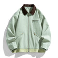 Men's Korean style loose fit jacket with contrast lapels in polyester fabric