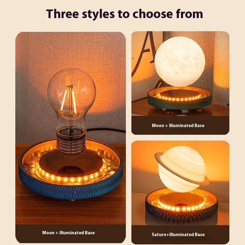 Magnetic suspension moon night lamp decorative ornament floating above surface