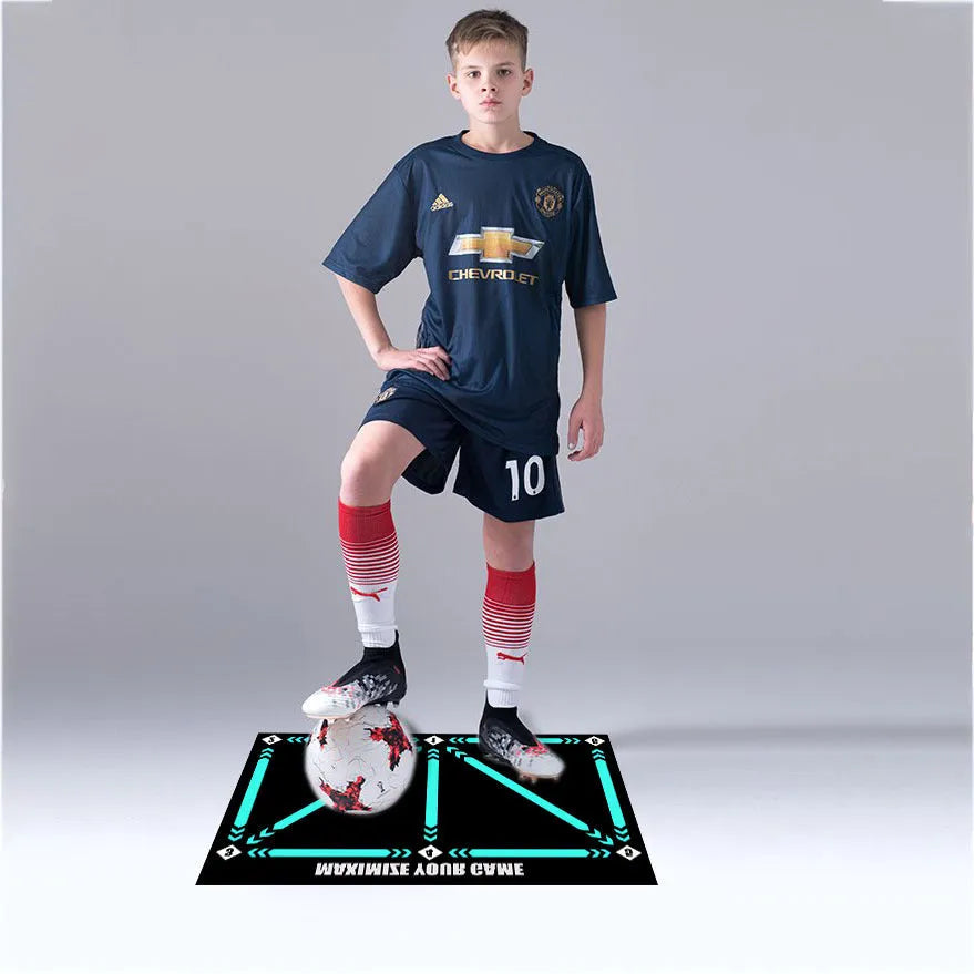 Rubber football training mat for indoor skill practice in cushion colour