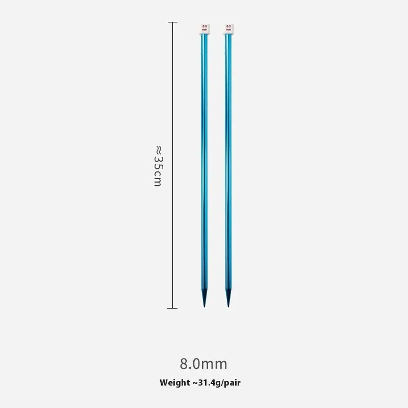 Set of crochet hooks in various sizes from 2.0mm to 9.0mm, each with a protective end cap.