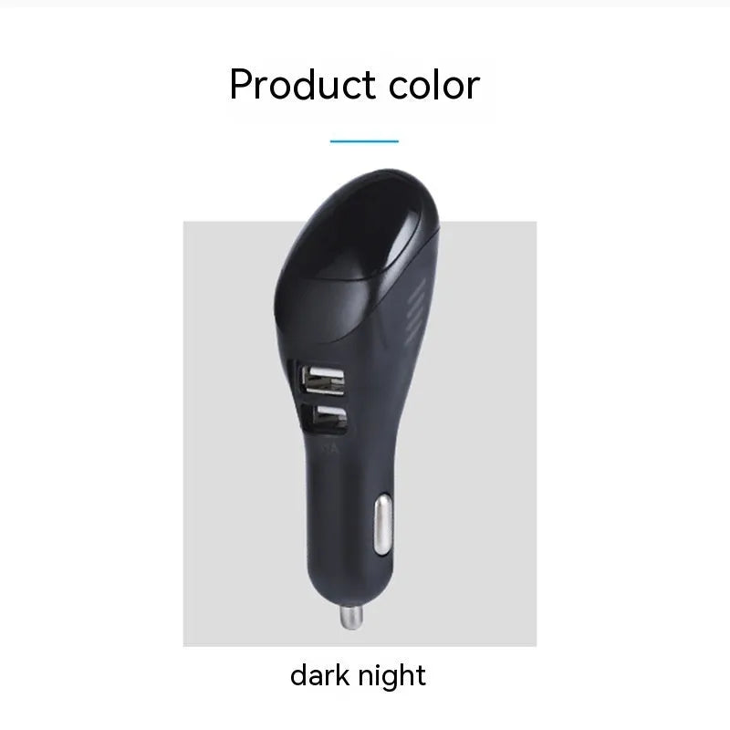 White car USB charger with integrated negative ion air purifier for vehicle cigarette lighter sockets