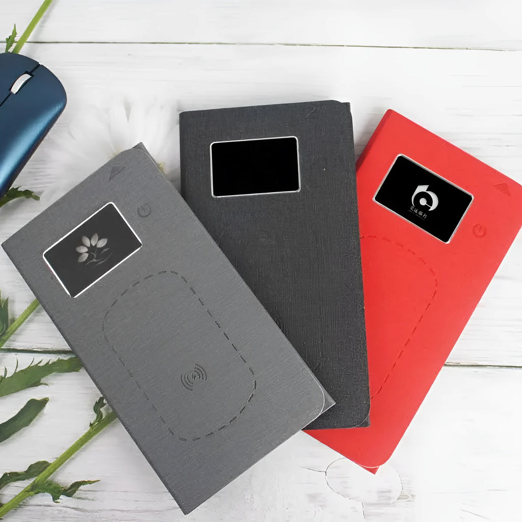 Folding wireless charging mouse pad set with luminous surface and compact Bluetooth mouse on a desk