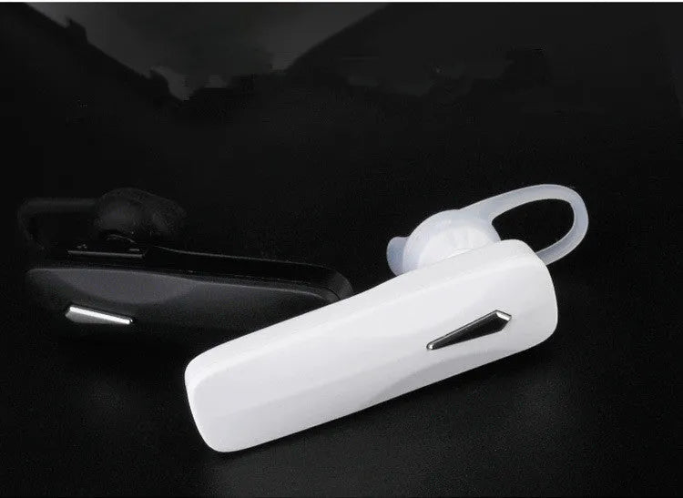 M163 car Bluetooth stereo headset in black and white colours showing call and music controls