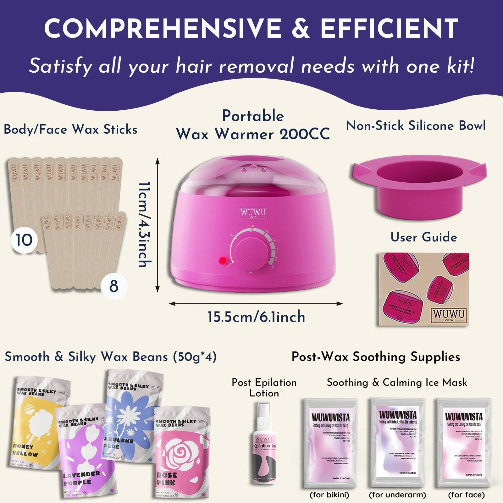 29-piece gold-standard hard wax kit with black wax warmer, coloured wax beads, wax sticks, and aftercare products