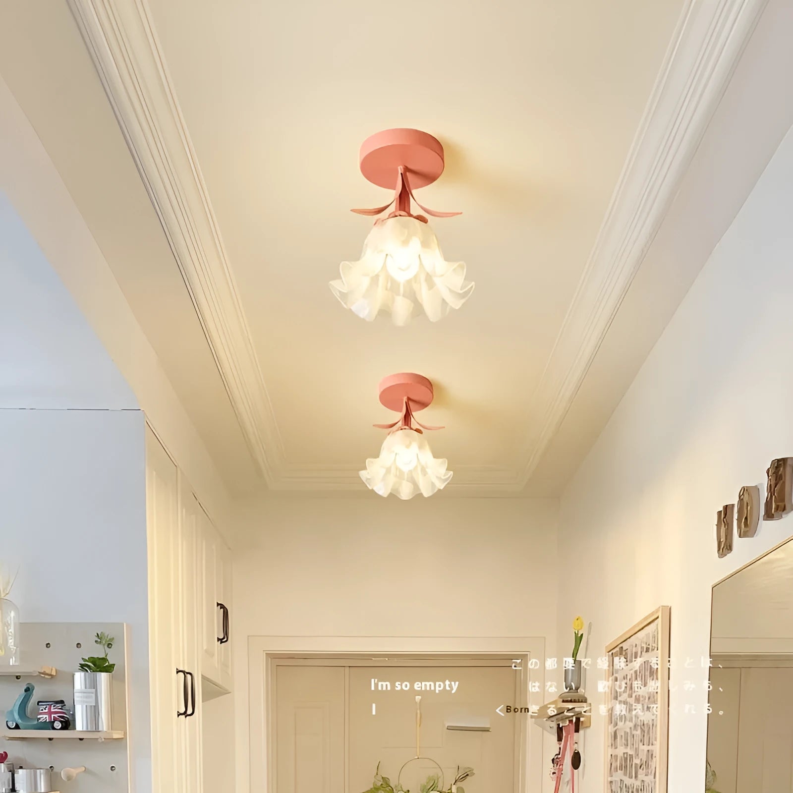 Cream coloured Linglan Flower design corridor aisle light with remote control for dimming functions
