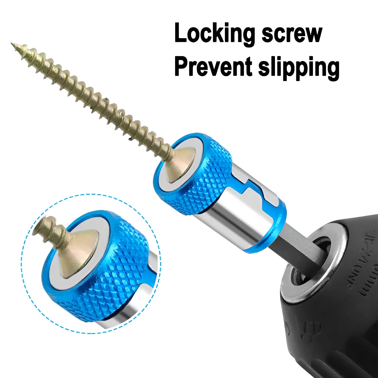 Light blue screwdriver bits with magnetic ring for slotted metric screws