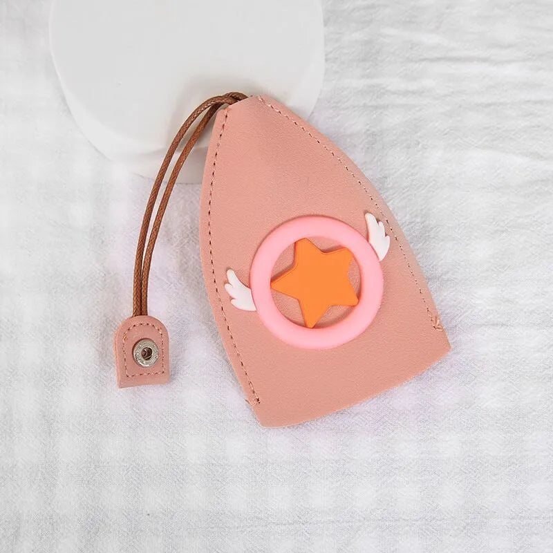 Colourful cartoon pull-out key case made from PU leather measuring approximately 14cm by 7.5cm