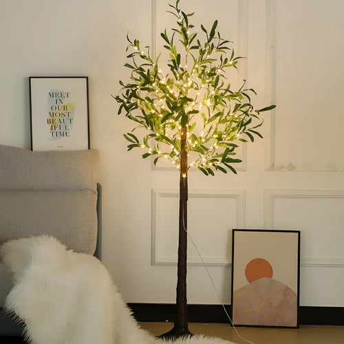 1.8 metre tall artificial olive tree lamp with warm LED lights for outdoor decoration