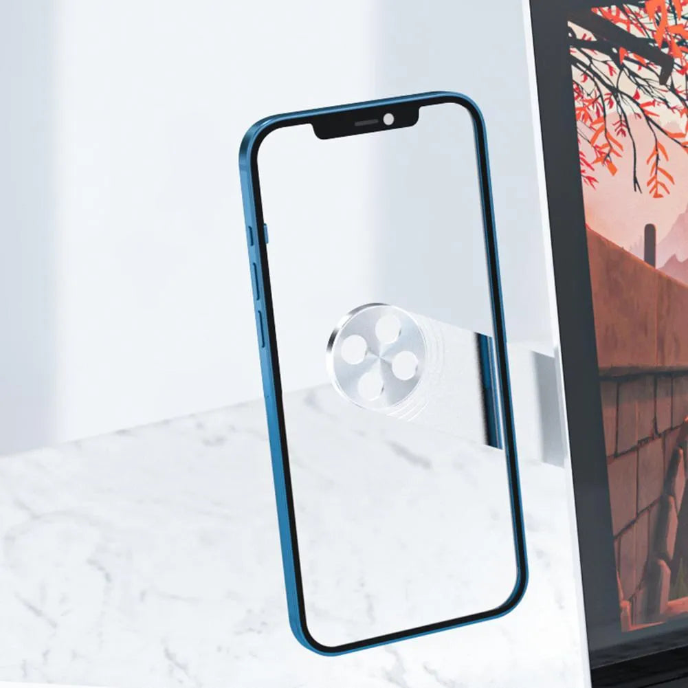Black aluminum laptop phone holder mounted beside computer monitor showing smartphone attachment