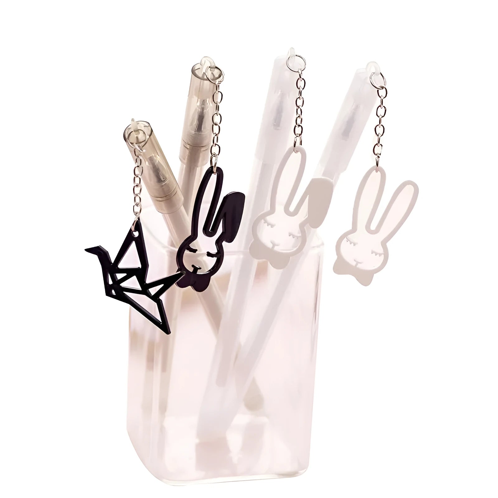 Paper crane rabbit pendant gel pen with 0.38mm tip and decorative charm