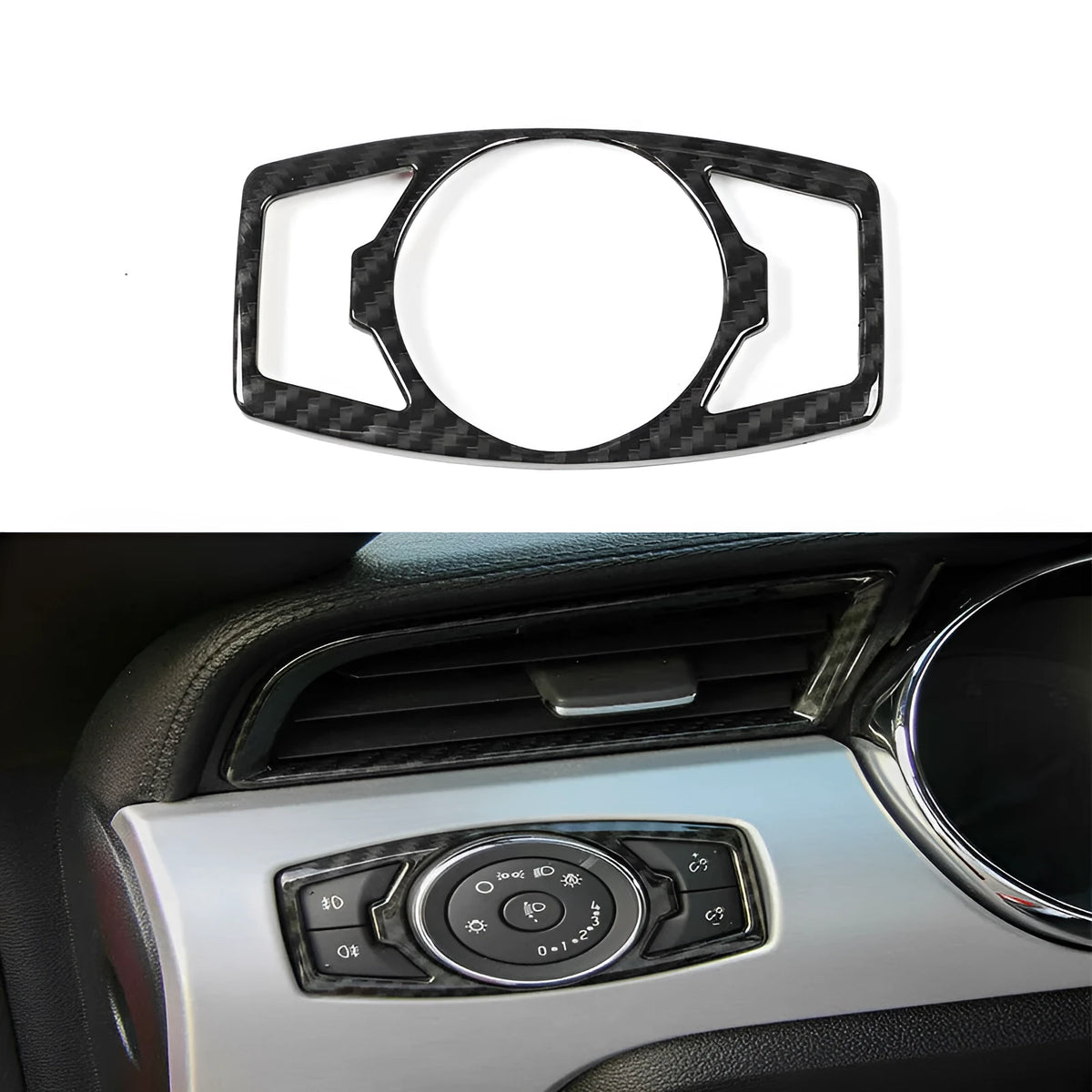 Carbon fibre pattern adhesive paster for Ford F150 Wild Horse headlight control panel 2015-2019
