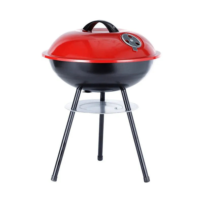 Portable 14-inch iron charcoal barbecue grill with apple stove design