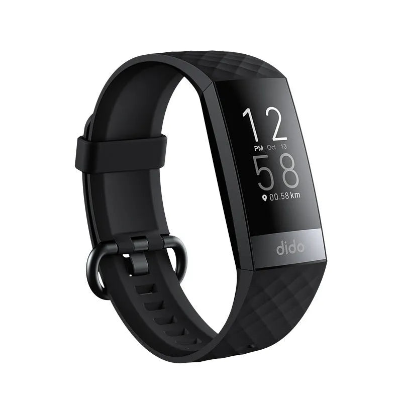 Y6 Black smart bracelet with 1.1 inch screen showing heart rate and ECG data on wrist.