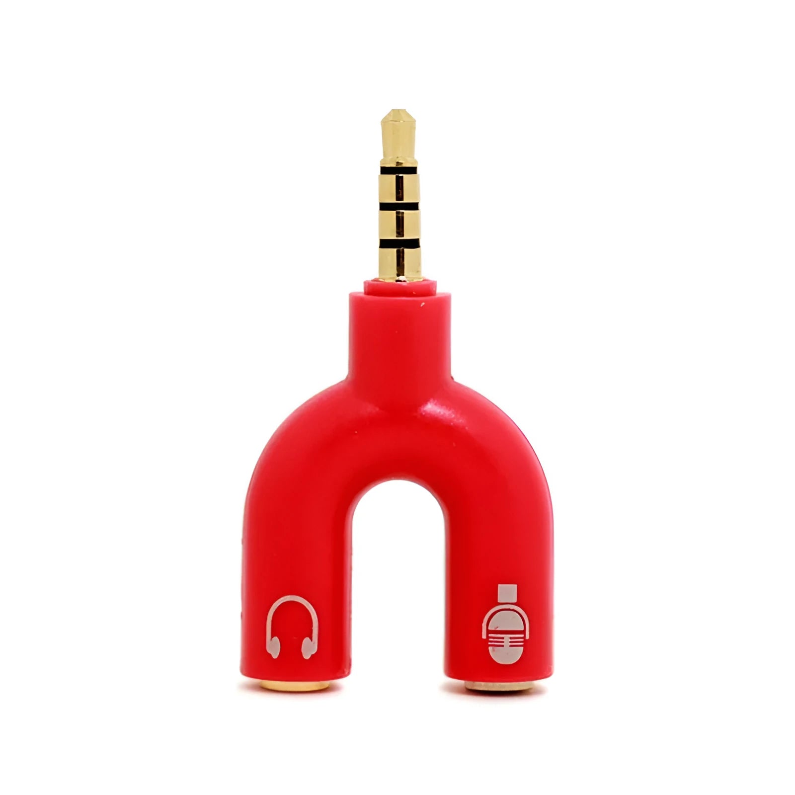 3.5mm audio splitter adapter in multiple colours with gold-plated connections