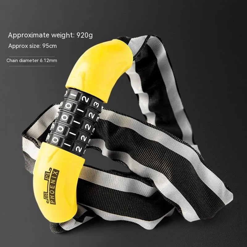 Mountain bike zinc alloy chain lock with anti hydraulic shear mechanism measuring 95cm length
