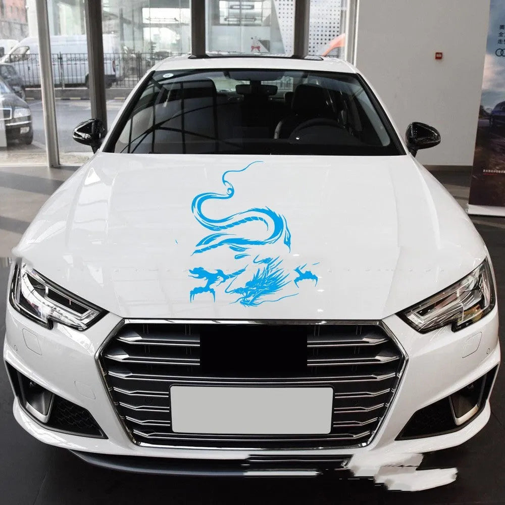 Large black dragon graphic car body sticker measuring 50 by 36 centimetres.
